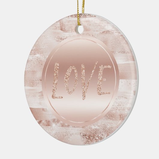 Pink Blush Glitzy Glitter Sparkle Love Keramisch Ornament (Links)