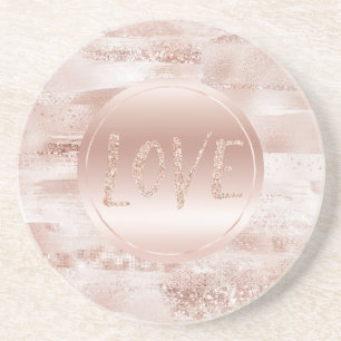 Pink Blush Glitzy Glitter Sparkle Love Zandsteen Onderzetter