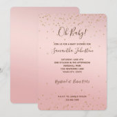 Pink Blush Gold Glitz Confetti Sparkle Baby shower Kaart (Voorkant / Achterkant)