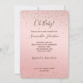 Pink Blush Gold Glitz Confetti Sparkle Baby shower Kaart (Voorkant)