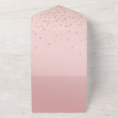 Pink Blush Gold Glitzy Confetti Wedding All In One Uitnodiging (Buitenkant)