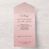 Pink Blush Gold Glitzy Confetti Wedding All In One Uitnodiging (Binnen)