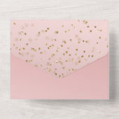 Pink Blush Gold Glitzy Confetti Wedding All In One Uitnodiging (Achterkant)