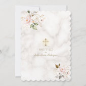 Pink Blush Gold Invitacion De Bautizo Con Flores Kaart (Achterkant)