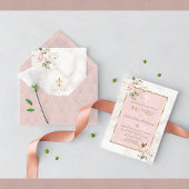 Pink Blush Gold Invitacion De Bautizo Con Flores Kaart