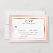 Pink Blush Gold Meal Choices Elegant Wedding RSVP Kaartje (Voorkant)