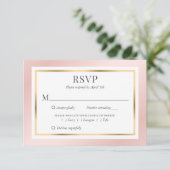 Pink Blush Gold Meal Choices Elegant Wedding RSVP Kaartje (Staand voorkant)