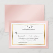 Pink Blush Gold Meal Choices Elegant Wedding RSVP Kaartje (Voorkant / Achterkant)