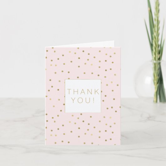 Pink Blush Gold Sparkle Confetti Stijlvol bedankt (Voorkant)