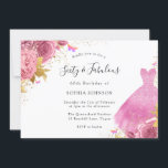 Pink Blush Gold Sparkle Dress Floral 60th Birthday Kaart<br><div class="desc">Roze zwarte gouden klep Floral 60ste verjaardag Uitnodiging elegantere Vrijgezellenfeest design in onze winkel!</div>