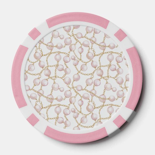 Pink Blush Gold Tufts Poker Chips (Achterkant)