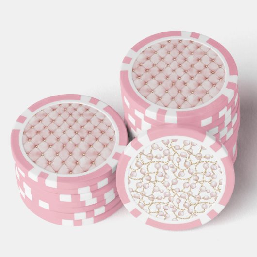 Pink Blush Gold Tufts Poker Chips (Opstapeling)