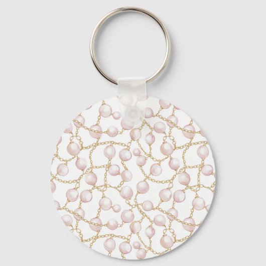 Pink Blush Gold Tufts Sleutelhanger (Achterkant)