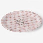 Pink Blush Gold Tufts Verjaardag Papieren Bordje (Gekanteld)