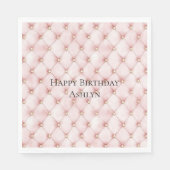 Pink Blush Gold Tufts Verjaardag Servet (Voorkant)