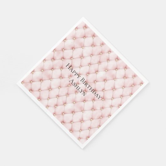 Pink Blush Gold Tufts Verjaardag Servet (Hoek)