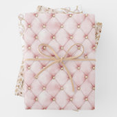 Pink Blush Gold Tufts Vrijgezellenfeest Inpakpapier Vel (In situ)