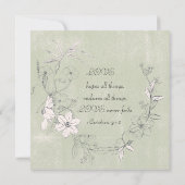 Pink Blush Green Floral Garden Christelijk Weddens Kaart (Achterkant)