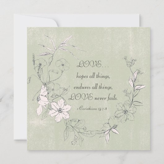 Pink Blush Green Floral Garden Christelijk Weddens Kaart (Achterkant)