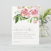 PINK BLUSH GREEN PEONY FLORAL WATERVERF WEDING (Staand voorkant)