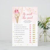 Pink Blush Ice Cream Hij zei dat ze Kaart zei (Staand voorkant)