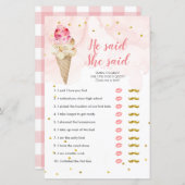 Pink Blush Ice Cream Hij zei dat ze Kaart zei (Voorkant / Achterkant)