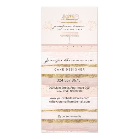 Pink Blush ivoor bakkerijbakkerij Reclamekaart (Achterkant)