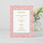 PINK BLUSH LACE BLUE BORDER BABY SHOWER KAART (Staand voorkant)
