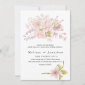 Pink Blush Magnolia Floral Wedding Kaart (Voorkant)