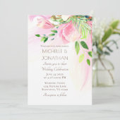 Pink Blush Magnolias Floral Christelijk Weddenscha Kaart (Staand voorkant)