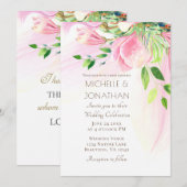 Pink Blush Magnolias Floral Christelijk Weddenscha Kaart (Voorkant / Achterkant)