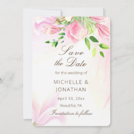 Pink Blush Magnolias Floral Inspirerend Wedding Save The Date