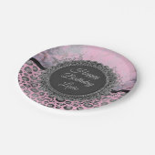 Pink Blush Marble Glittery Leopard Birthday Papieren Bordje (Gekanteld)