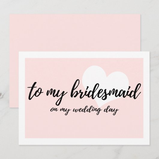 Pink Blush op mijn bruidsmeisje op mijn trouwdag Kaart (Voorkant / Achterkant)