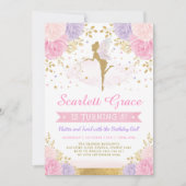 Pink Blush Paarse Floral Fairy Birthday Party Kaart (Voorkant)