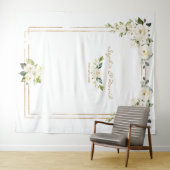 Pink Blush Peonies Gold Bloom Foto Booth Weddensch Wandkleed (In Situ (horizontaal))