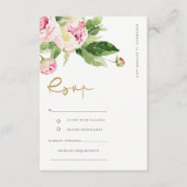 PINK BLUSH PEONY FLORAL WATERVERF WEDING RSVP INFORMATIEKAARTJE (Voorkant)