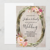 Pink Blush Peony Wedding Invitation Floral nodigt Kaart (Voorkant / Achterkant)