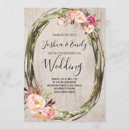 Pink Blush Peony Wedding Invitation Floral nodigt Kaart