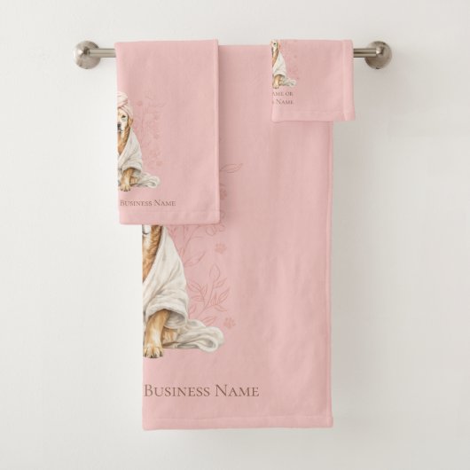 Pink Blush Personalized Dog Groomer Spa Towel Bad Handdoek (Insitu)