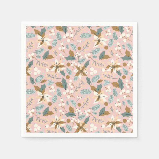 Pink blush poinsettia wintervakantie servet (Voorkant)