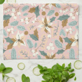 Pink blush poinsettia wintervakantie theedoek (Gevouwen)