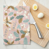 Pink blush poinsettia wintervakantie theedoek (Quarter Fold)