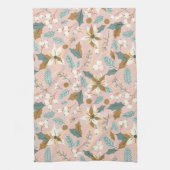 Pink blush poinsettia wintervakantie theedoek (Verticaal)