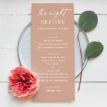 Pink Blush repetitie diner | Elegante avond ervoor Menu<br><div class="desc">Zet de toon voor "The Night Before" met dit elegante blush roze repetitie dinermenu. Met een zachte pastel stoffige blozende achtergrond en een schone, minimalistische lay-out, is dit ontwerp perfect voor moderne pre-wedding diners. Personaliseer met uw dinercursussen en evenementendetails om aan uw stijl te voldoen. Een eenvoudige en stijlvolle keuze...</div>