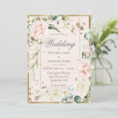 Pink Blush Romantic Floral Wedding Kaart (Staand voorkant)