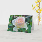 Pink Blush Roos Flower Art Verjaardag Kaart (Gele Bloem)