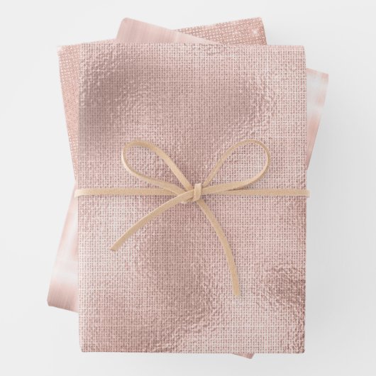Pink Blush Roos Gold Glam Chic Verjaardag Inpakpapier Vel (In situ)