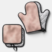 Pink Blush Roos Gold Glam Sparkle Ovenwant & Pannenlap Set (Voorkant / Achterkant)