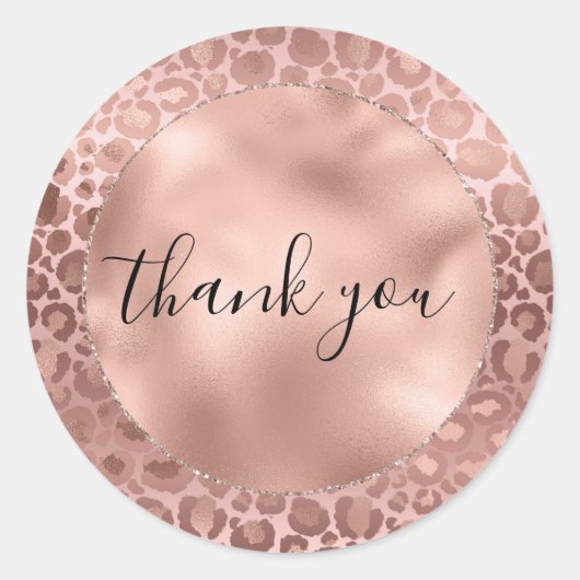 Pink Blush Roos Gold Leopard Print Dank u Ronde Sticker (Voorkant)